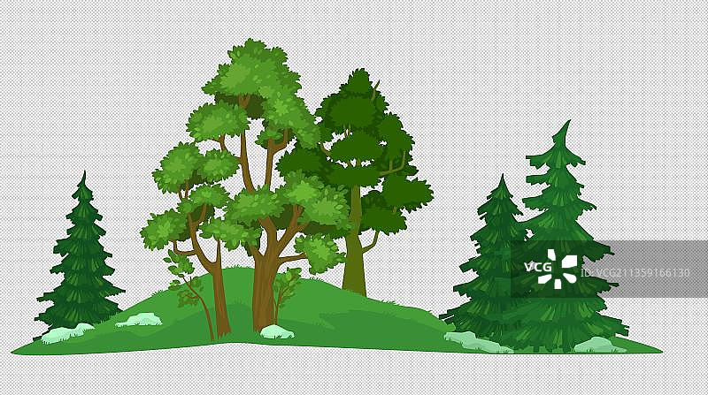 一块绿地树林图片素材