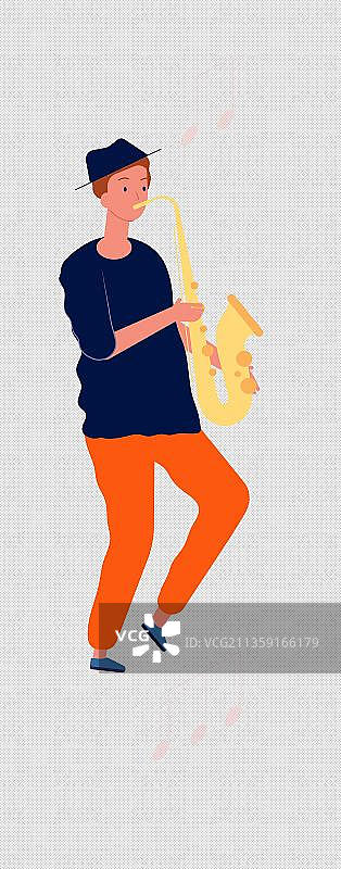 吹萨克斯的男孩图片素材