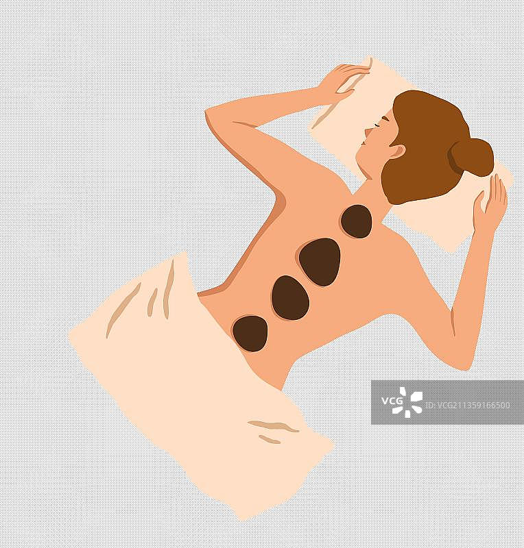 卡通做针灸拔罐的女生元素图片素材