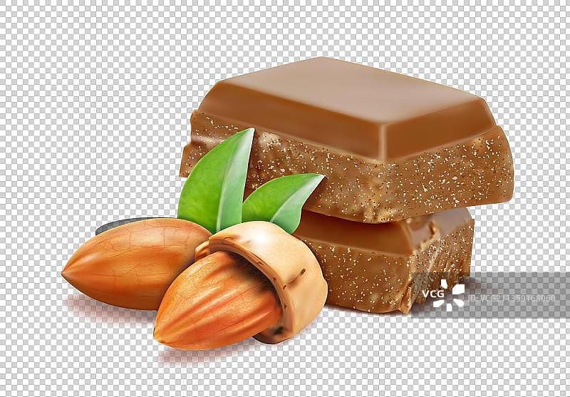 巧克力块跟坚果图片素材