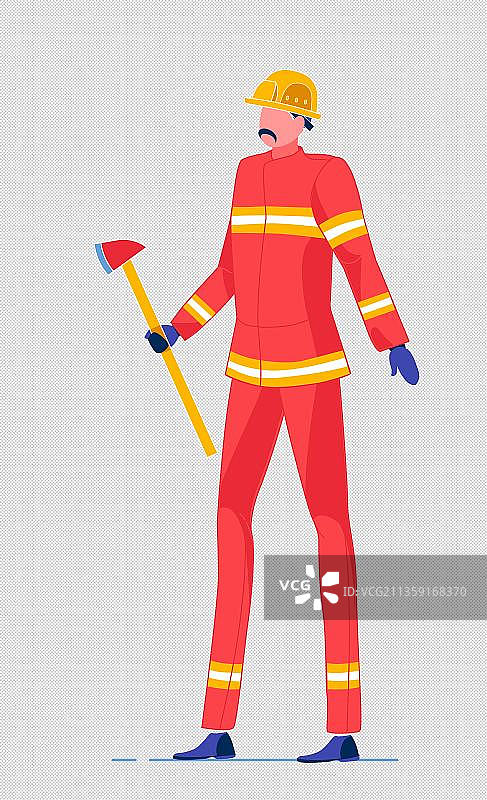 消防员拿着斧头图片素材