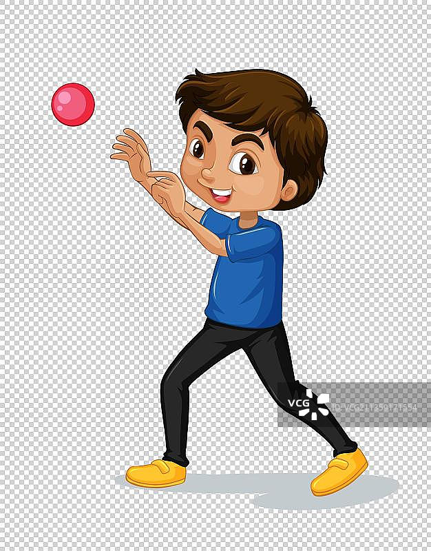 男孩玩红色小球图片素材