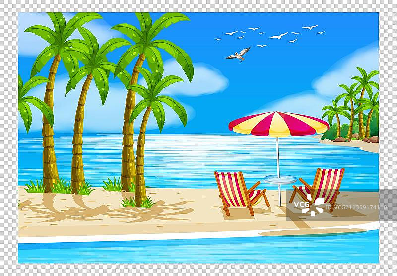 假日游玩沙滩景色图片素材