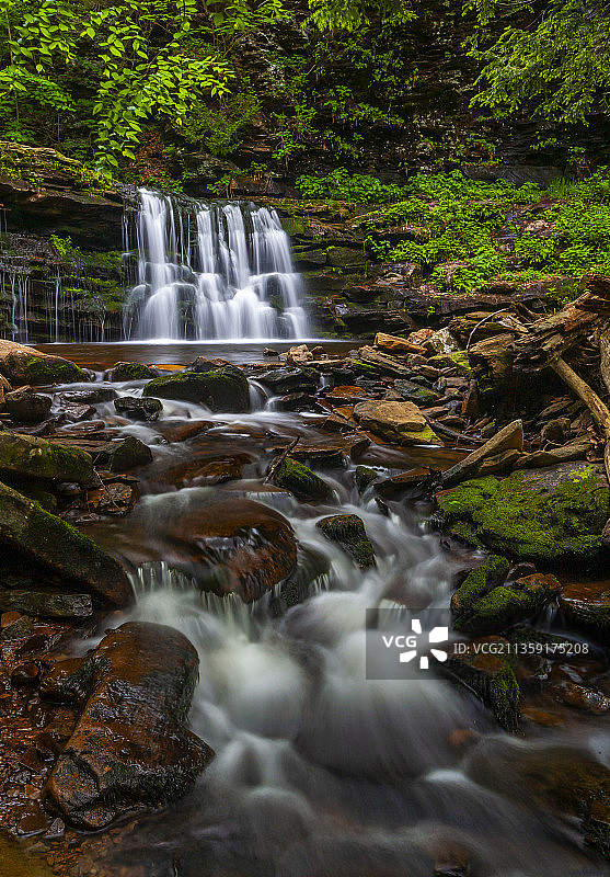 美国里基茨格伦州立公园森林瀑布风景图片素材