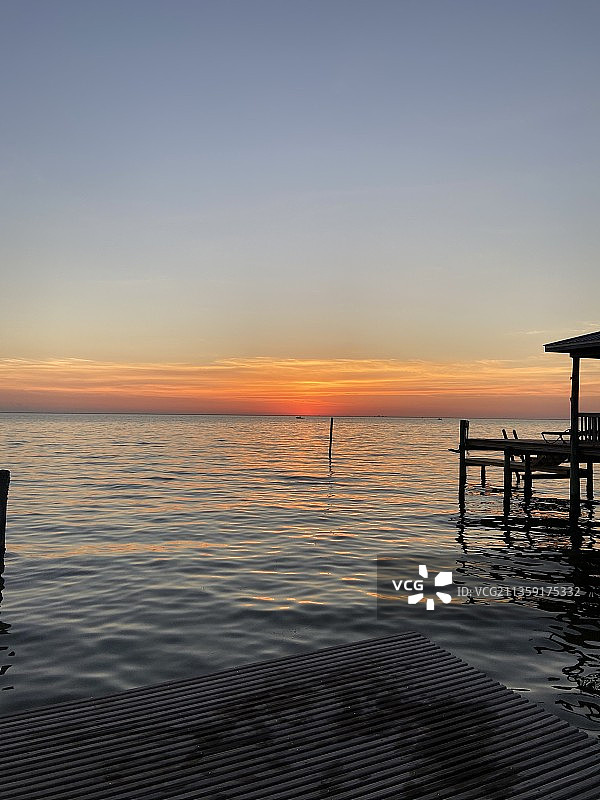 美国阿拉巴马州莫比尔湾日落海景图片素材