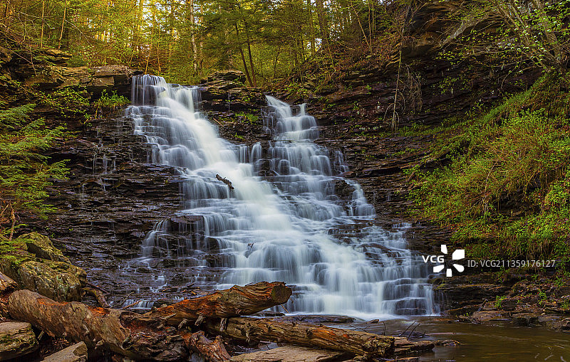 美国里基茨格伦州立公园森林瀑布风景图片素材