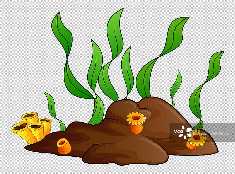 卡通海底中的海草元素图片素材