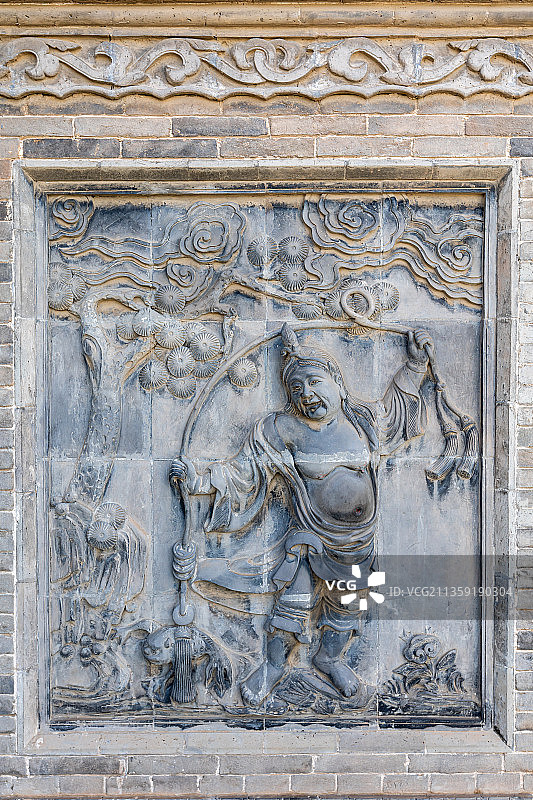 山西晋商大院砖雕影壁图片素材