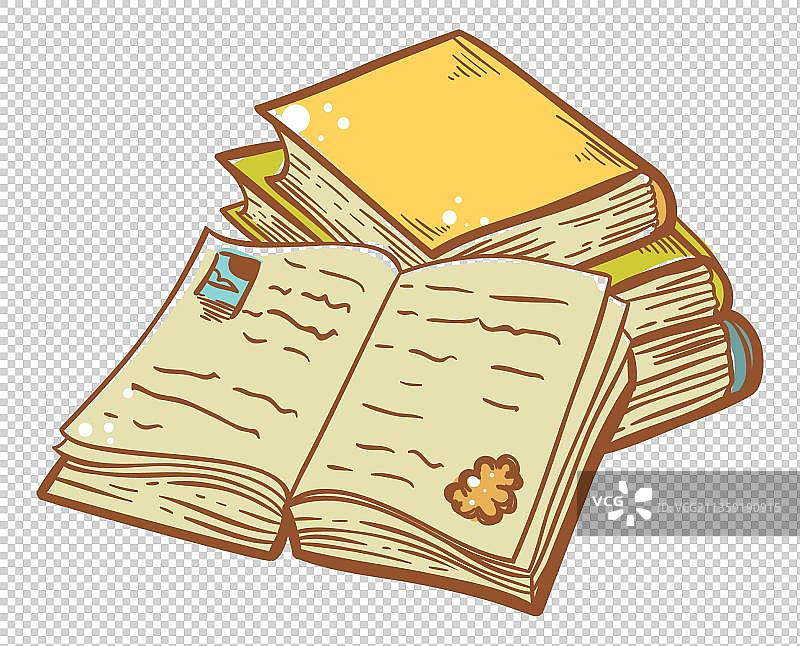 卡通展开的书本元素图片素材