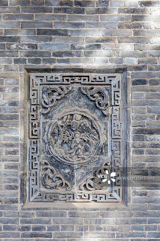 山西晋商大院砖雕影壁图片素材