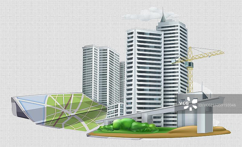 高楼建筑图纸描绘图片素材