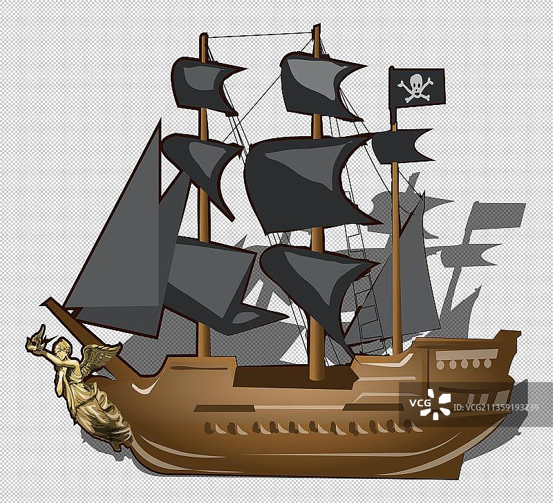 卡通棕色轮船元素图片素材