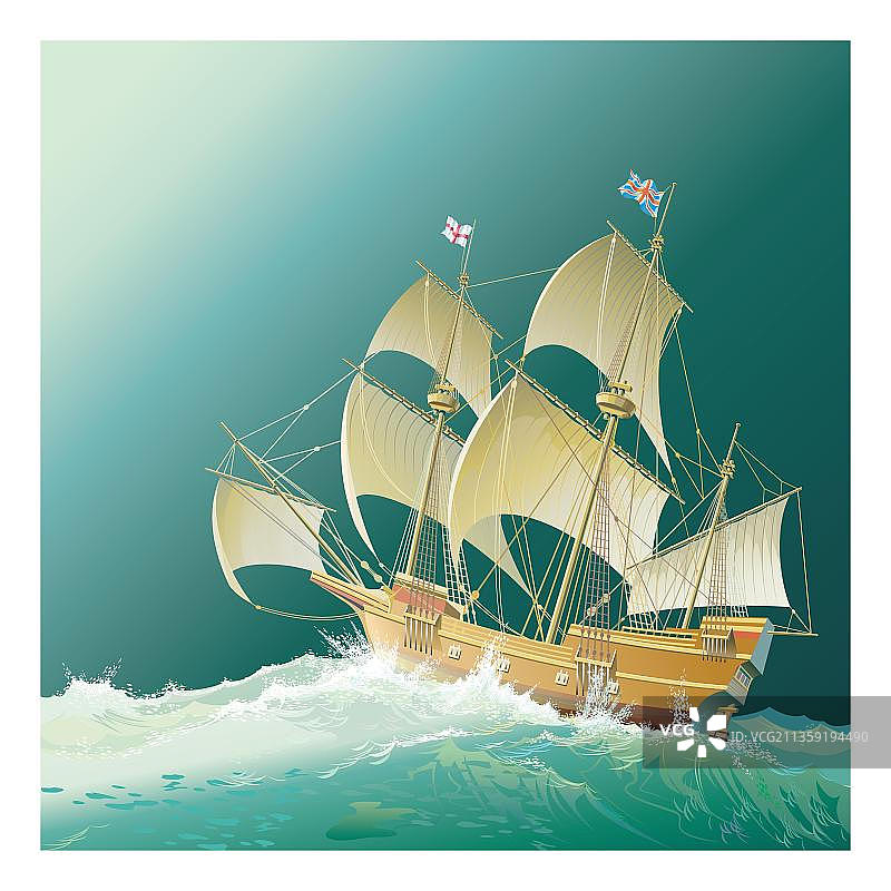 遇上海浪的帆船背景图图片素材