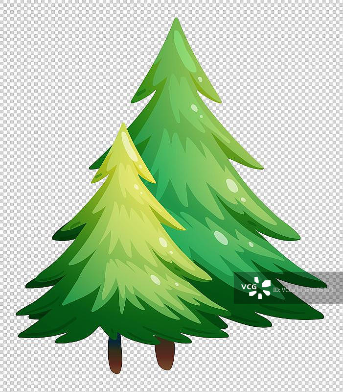 卡通两棵雪松树木元素图片素材
