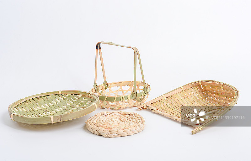 竹编竹篮子簸箕图片素材