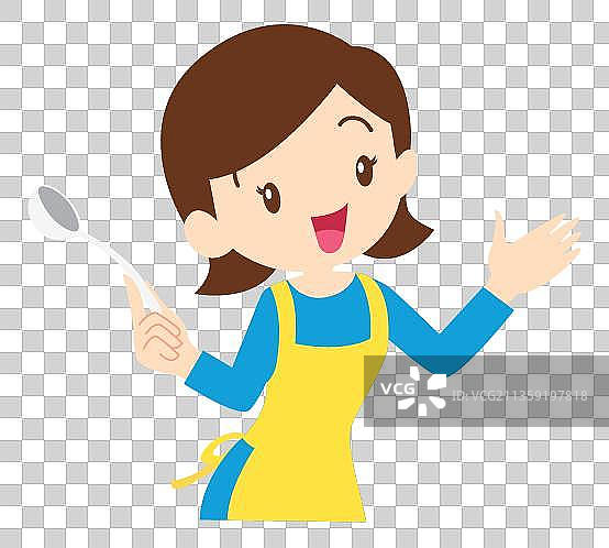 拿着勺子的妈妈图片素材