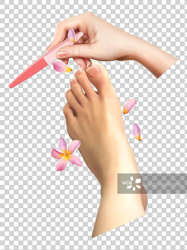 卡通修剪脚指甲的人物图片素材