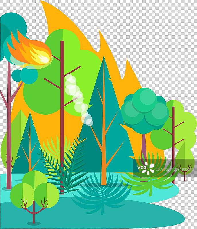 森林火灾元素图片素材