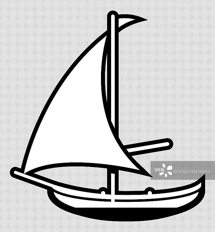 白色帆扬的船只元素图片素材