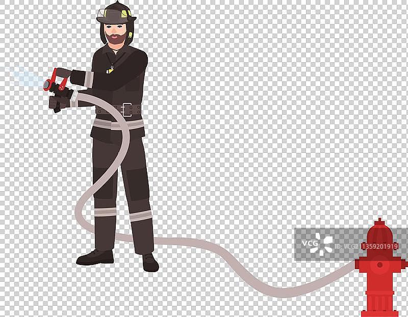 消防员拿着冲水抢元素图片素材