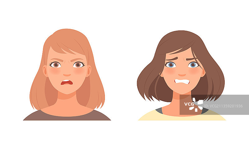 女人头部短发造型惊恐表情图片素材