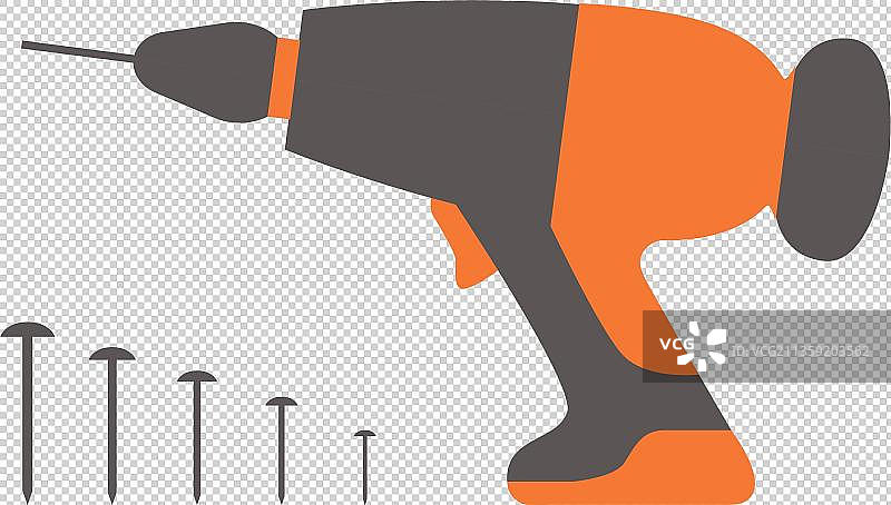 卡通橘灰色电钻元素图片素材