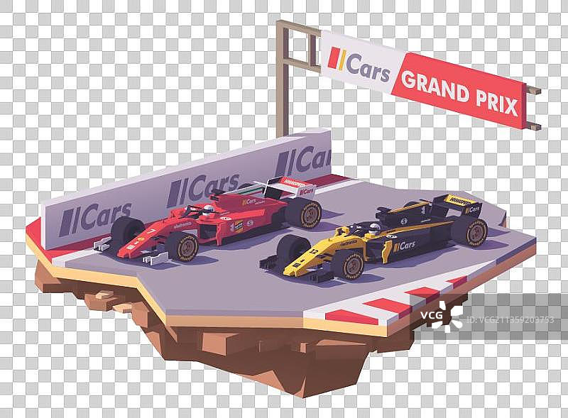 卡通正在比试的赛车元素图片素材