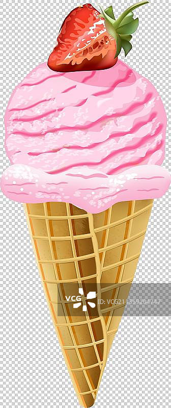 草莓味蛋卷冰淇淋图片素材