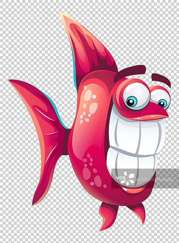 卡通玫红色龇牙鱼图片素材
