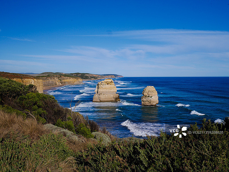 澳大利亚维多利亚州十二使徒岩的蓝天碧海美景图片素材