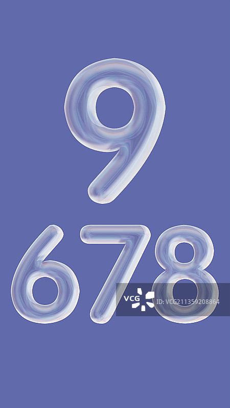 透明质感圆润数字6789图片素材