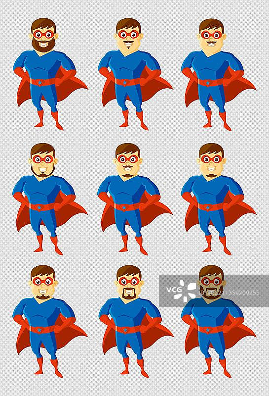 不同胡子的超人卡通高清png免抠元素图片素材