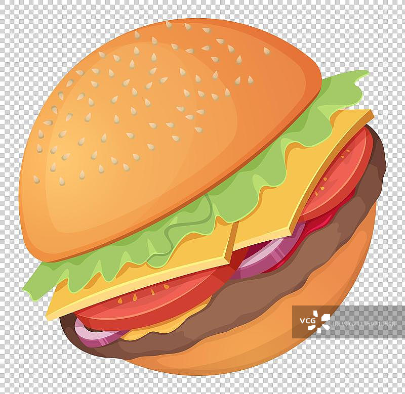 卡通西红柿牛排芝士汉堡图片素材