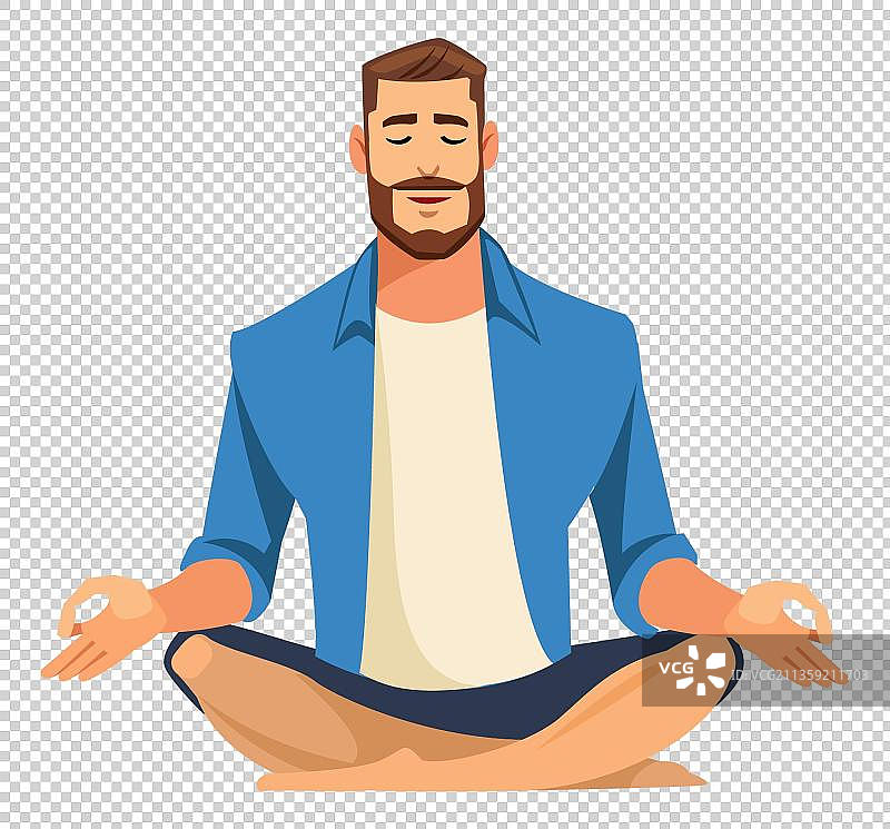 卡通打坐的男人元素图片素材