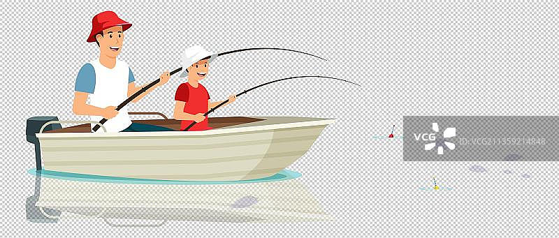 卡通一起垂钓的人物图片素材