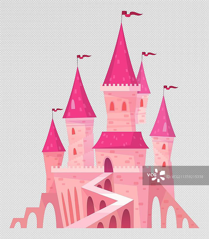 卡通梦幻般粉色城堡元素图片素材