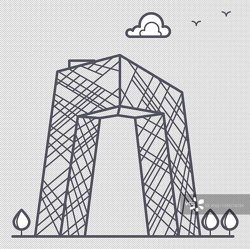 卡通镂空的建筑物元素图片素材