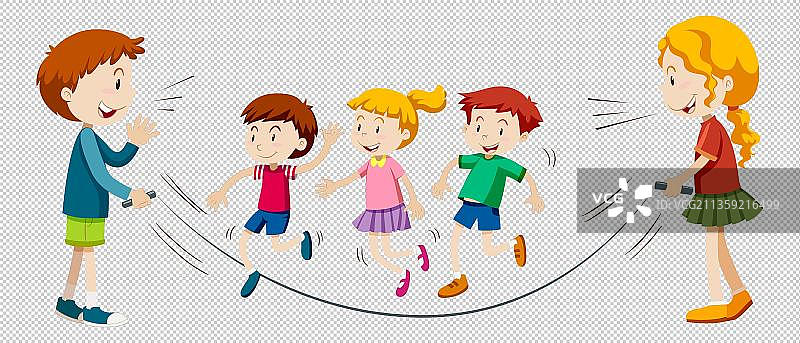 跳长绳的小朋友们图片素材