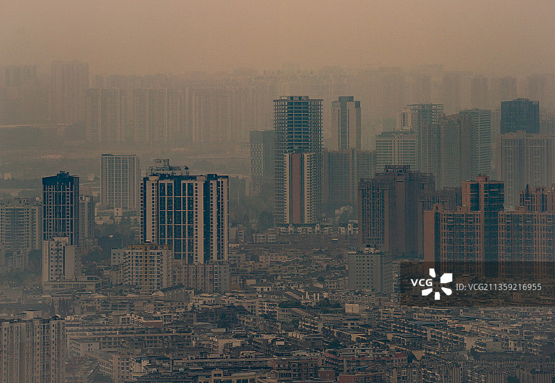 成都冬季污染雾霾城市图片素材