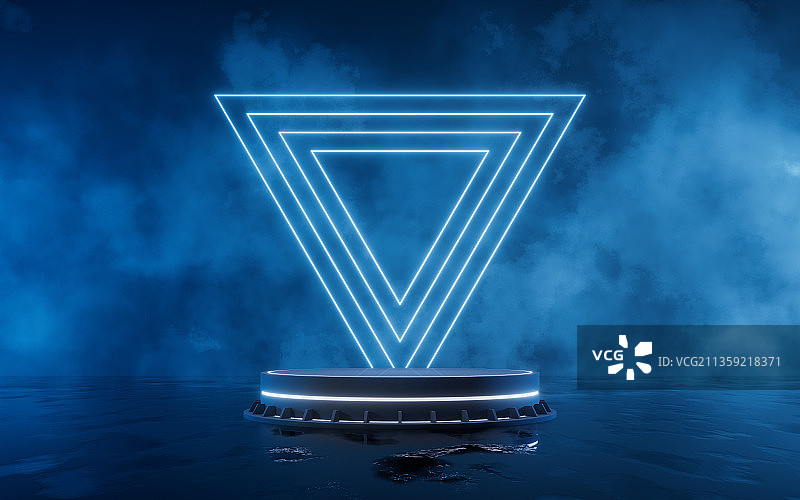 烟雾效果与霓虹发光线条3D渲染图片素材