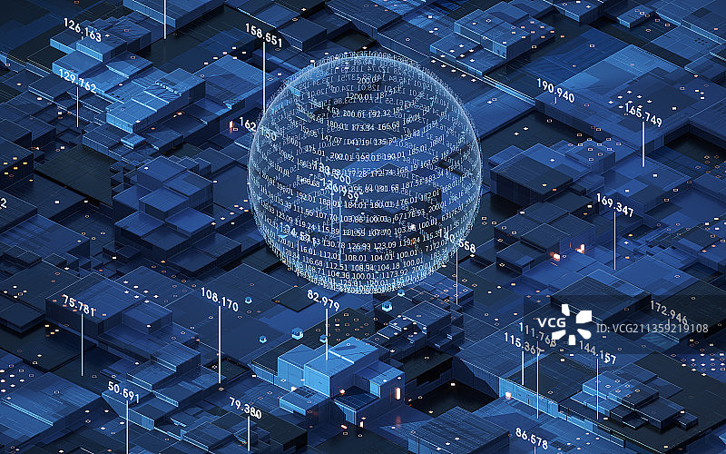大数据概念图3D渲染图片素材