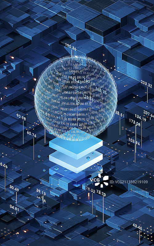 科技大数据概念图3D科技渲染图片素材