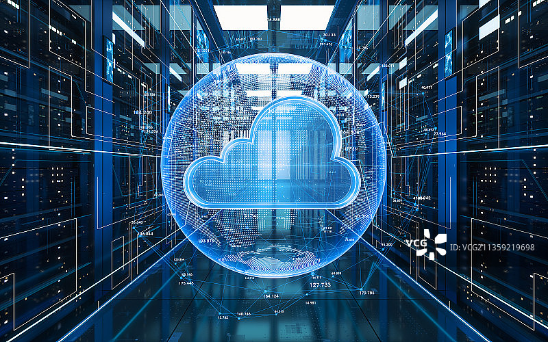 云计算概念图3D渲染图片素材