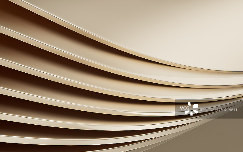 金色金属曲面背景3D渲染图片素材