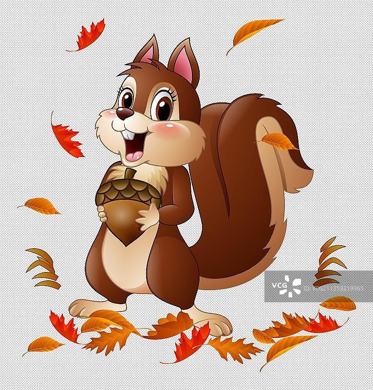 卡通拿着东西的小松鼠元素图片素材