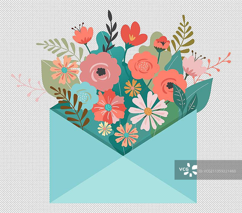 卡通花朵信封元素图片素材