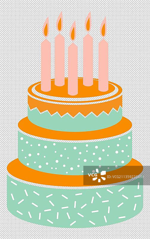 卡通绿色三层生日蛋糕元素图片素材