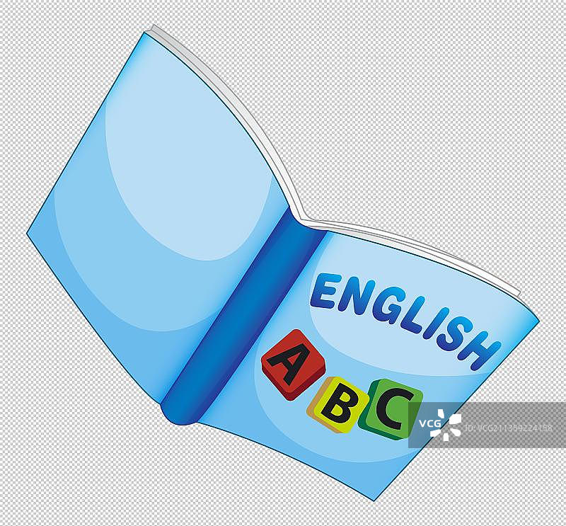 卡通蓝色英文书本元素图片素材