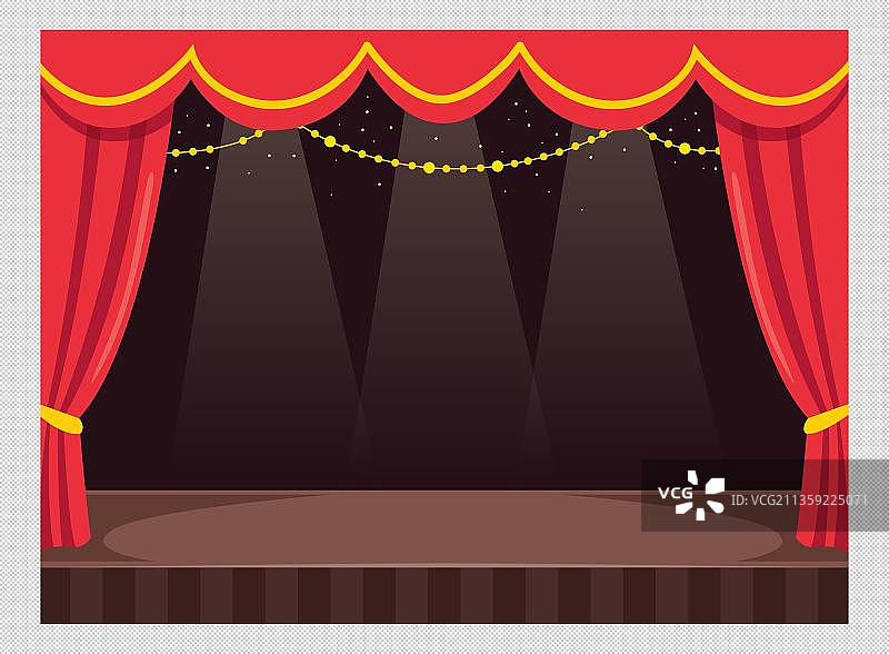 卡通舞台红布背景元素图片素材