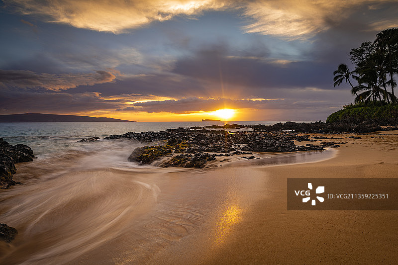 美国考阿佩阿海滩日落时分的海滩风光图片素材
